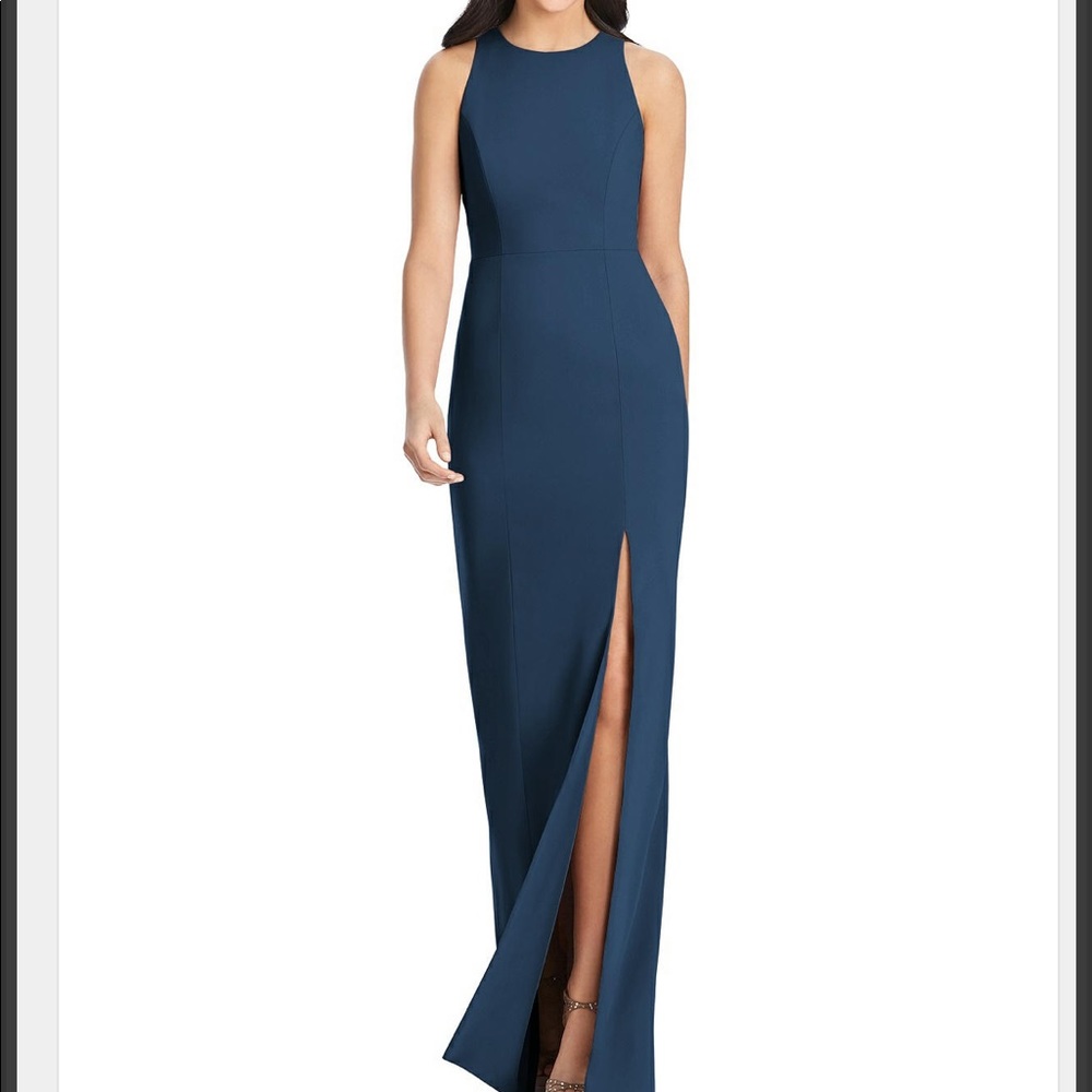 Dessy 3029 Sofia Blue size 2. Hemmed prom formal